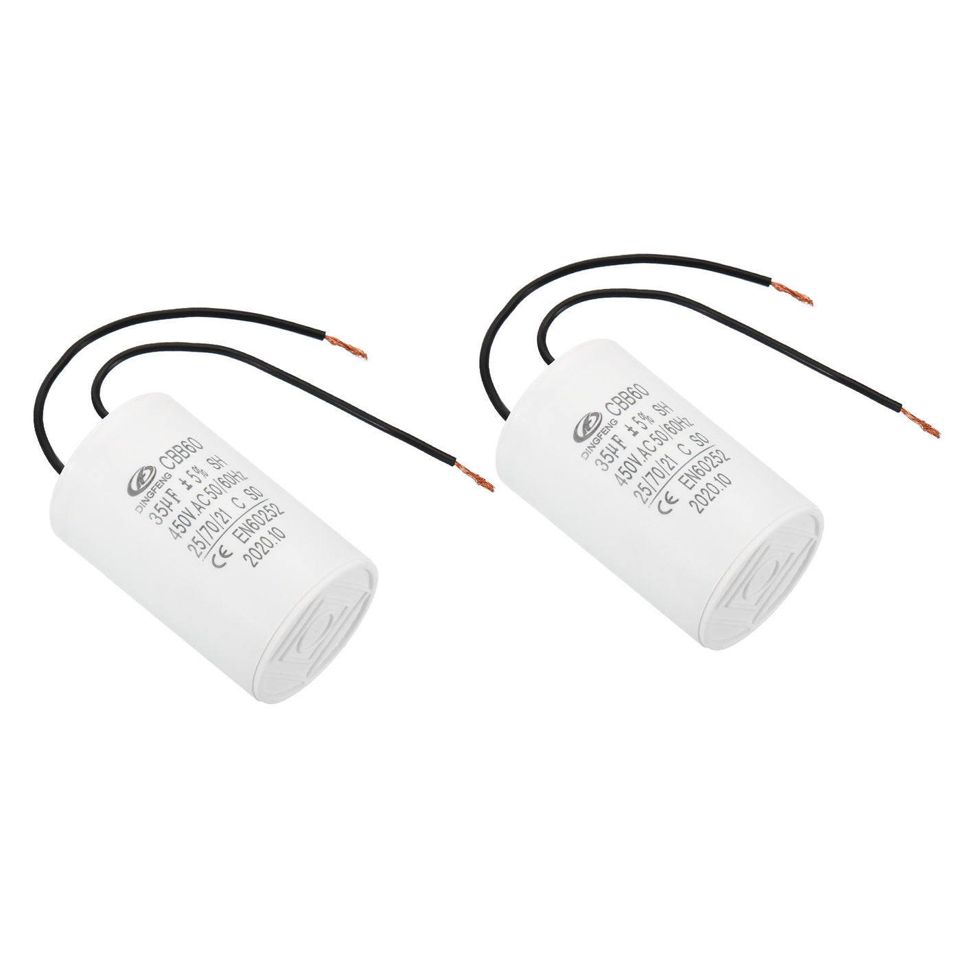 Harfington CBB60 35uF Run Capacitor,2Pcs AC450V 50/60Hz with 2 Wires 12cm for Water Pump