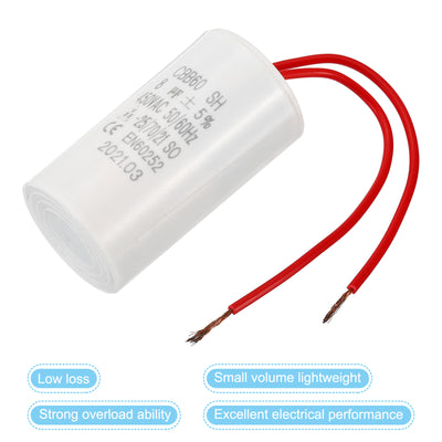 Harfington CBB60 8uF Running Capacitor,3Pcs AC450V 50/60Hz with 2 Wires 12cm for Water Pump