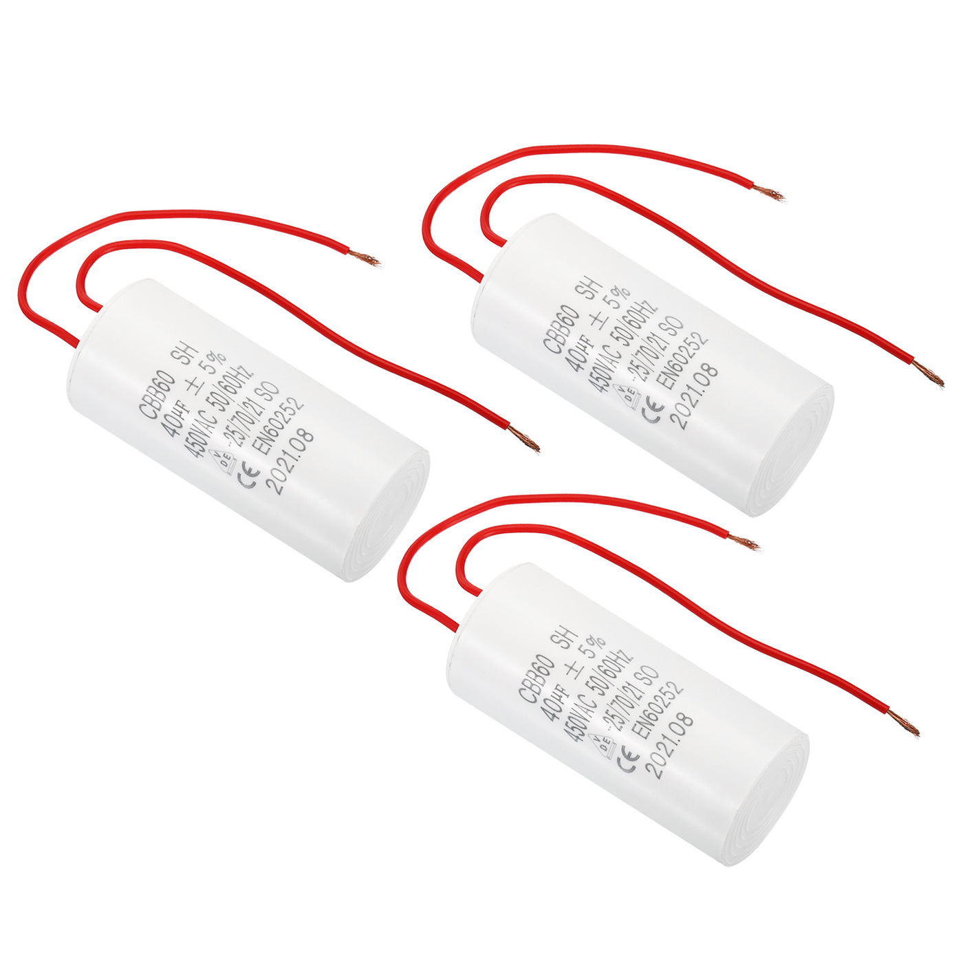 Harfington CBB60 40uF Run Capacitor,3Pcs AC450V 50/60Hz with 2 Wires 16cm for Water Pump