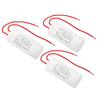 Harfington CBB60 40uF Run Capacitor,3Pcs AC450V 50/60Hz with 2 Wires 16cm for Water Pump