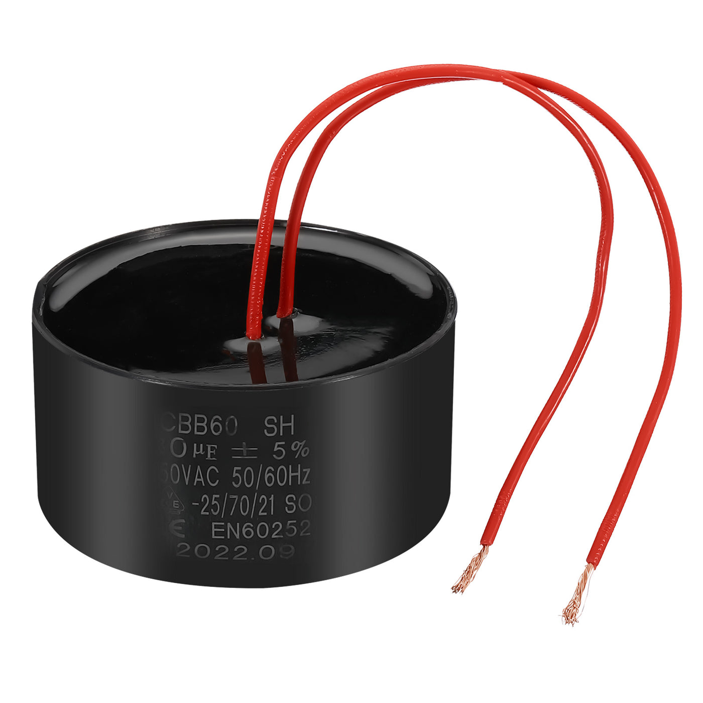 Harfington CBB60 30uf Running Capacitor,AC 450V 50/60Hz with 2 Red Wires 17cm for Water Pump