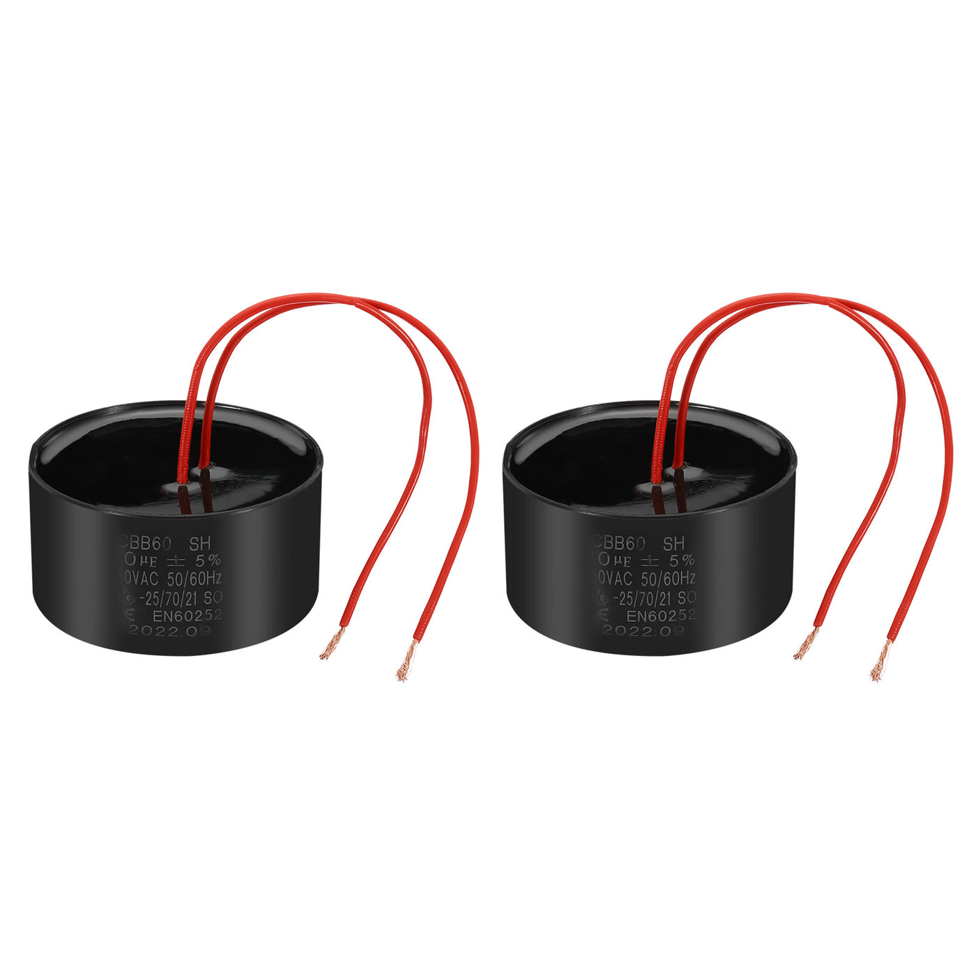Harfington CBB60 30uf Run Capacitor,2Pcs AC450V 50/60Hz with 2 Red Wires 17cm for Water Pump