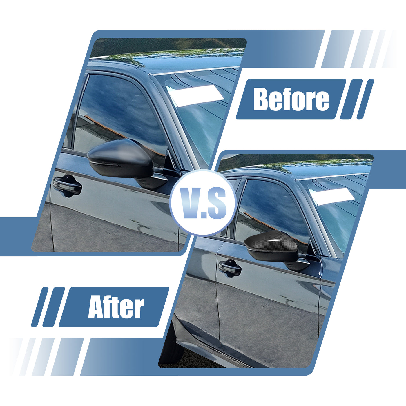 X AUTOHAUX 1 Pair ABS Carbon Fiber Pattern Black Car Door Side Rearview Mirror Cover Trim for Honda 10th Gen Civic 2016-2021 Exterior Accessories