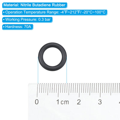 Harfington 5pcs 14x9x2.65mm Nitrile Rubber O-Rings Metric Sealing Gaskets, Black