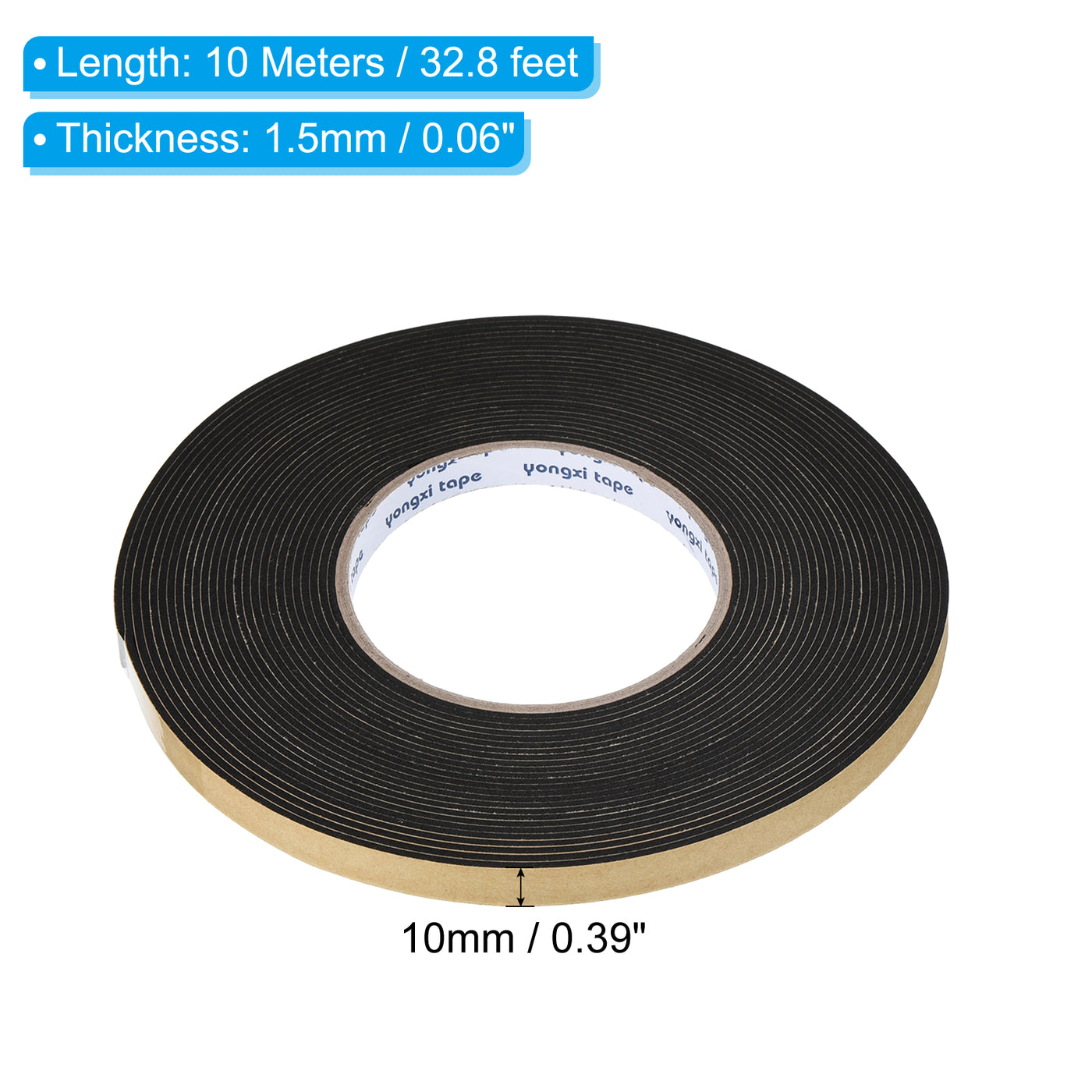 Harfington Foam Tape Weather Strip, 2 Rolls 10mmx1.5mmx10m Weather Stripping Door Seal EVA Foam Tape Insulation Strip
