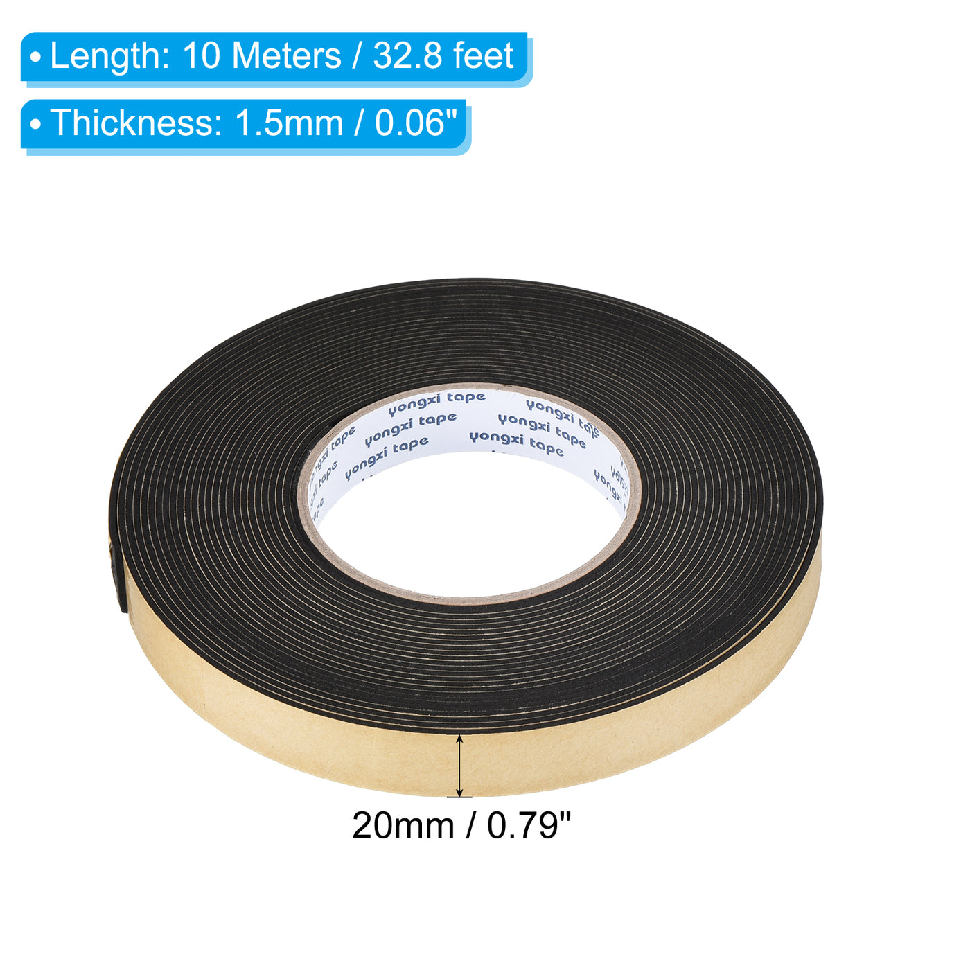 Harfington Foam Tape Weather Strip, 2 Rolls 20mmx1.5mmx10m Weather Stripping Door Seal EVA Foam Tape Insulation Strip