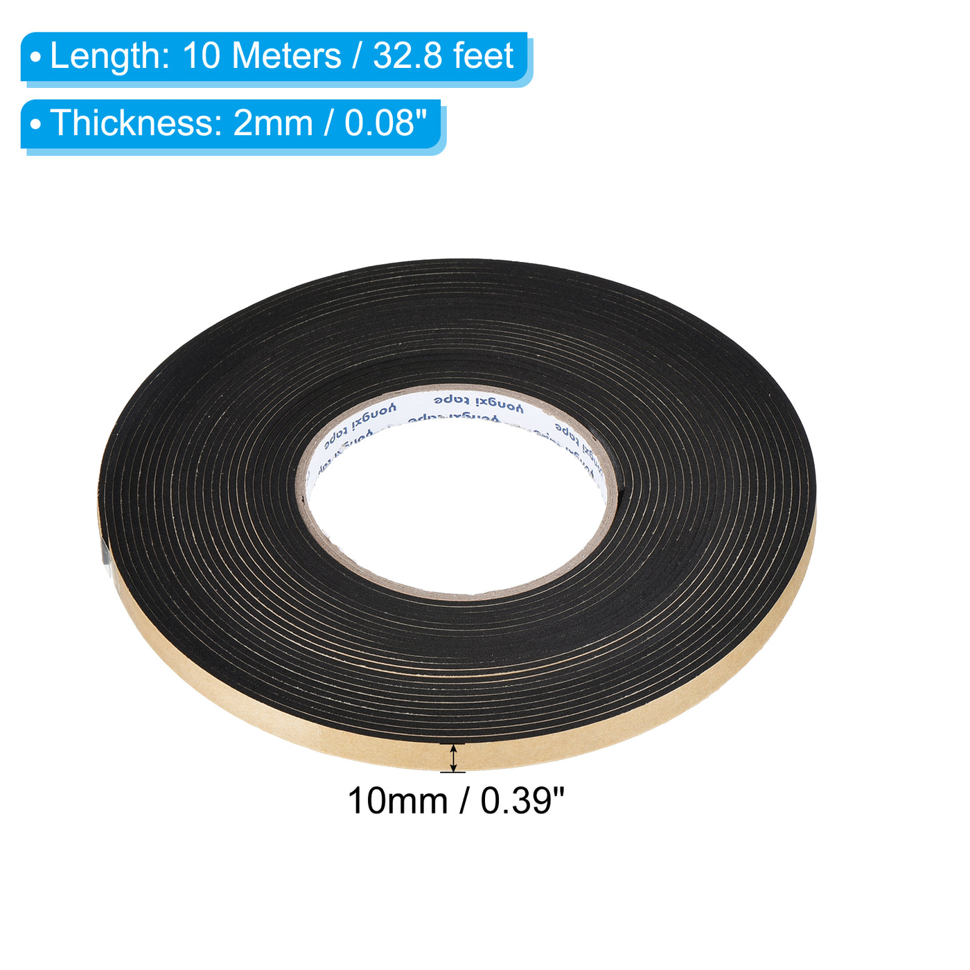 Harfington Foam Tape Weather Strip, 2 Rolls 10mmx2mmx10m Weather Stripping Door Seal EVA Foam Tape Insulation Strips