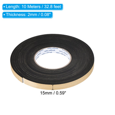 Harfington Foam Tape Weather Strip, 2 Rolls 15mmx2mmx10m Weather Stripping Door Seal EVA Foam Tape Insulation Strips
