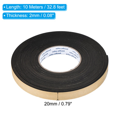 Harfington Foam Tape Weather Strip, 2 Rolls 20mmx2mmx10m Weather Stripping Door Seal EVA Foam Tape Insulation Strips