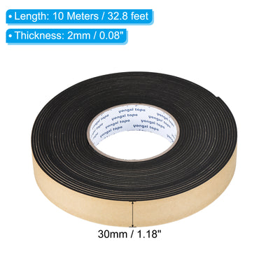 Harfington Foam Tape Weather Strip, 2 Rolls 30mmx2mmx10m Weather Stripping Door Seal EVA Foam Tape Insulation Strips