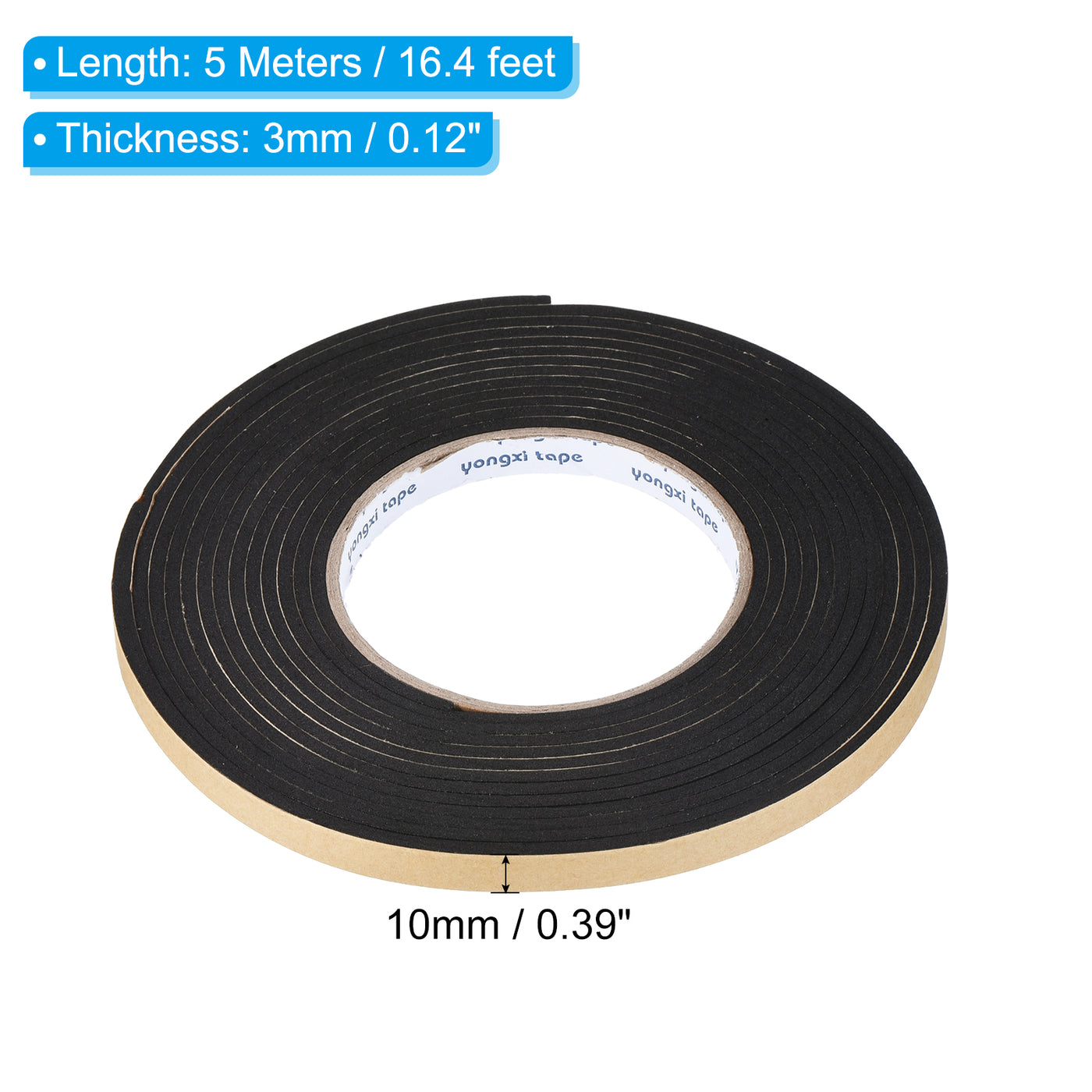 Harfington Foam Tape Weather Strip, 2 Rolls 10mmx3mmx5m Weather Stripping Door Seal EVA Foam Tape Insulation Strip