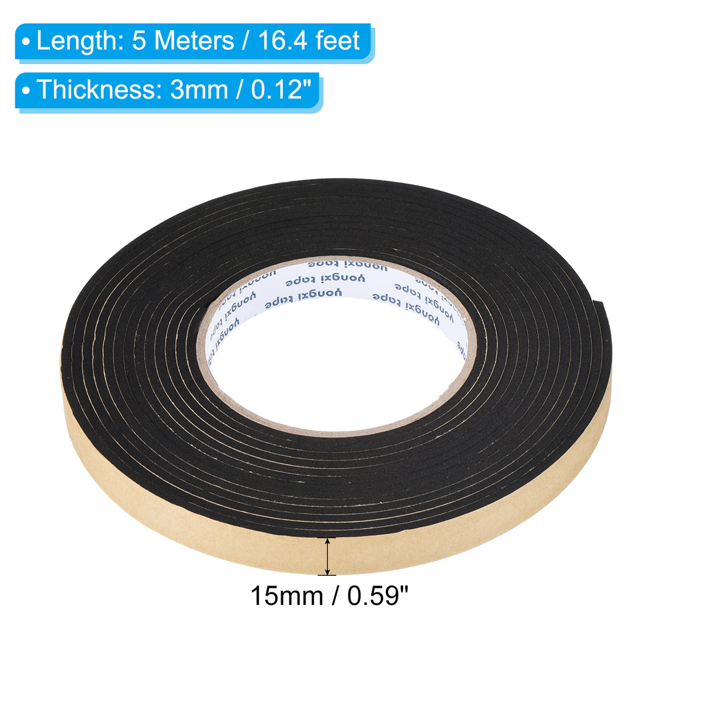 Harfington Foam Tape Weather Strip, 2 Rolls 15mmx3mmx5m Weather Stripping Door Seal EVA Foam Tape Insulation Strip