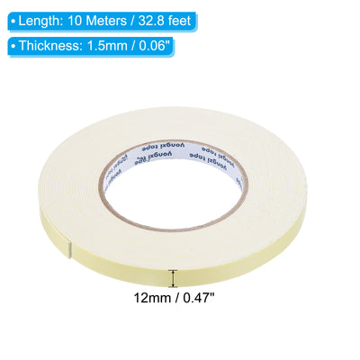 Harfington Foam Tape Weather Strip, 4 Rolls 12mmx1.5mmx10m Weather Stripping Door Seal EVA Foam Tape Insulation Strip