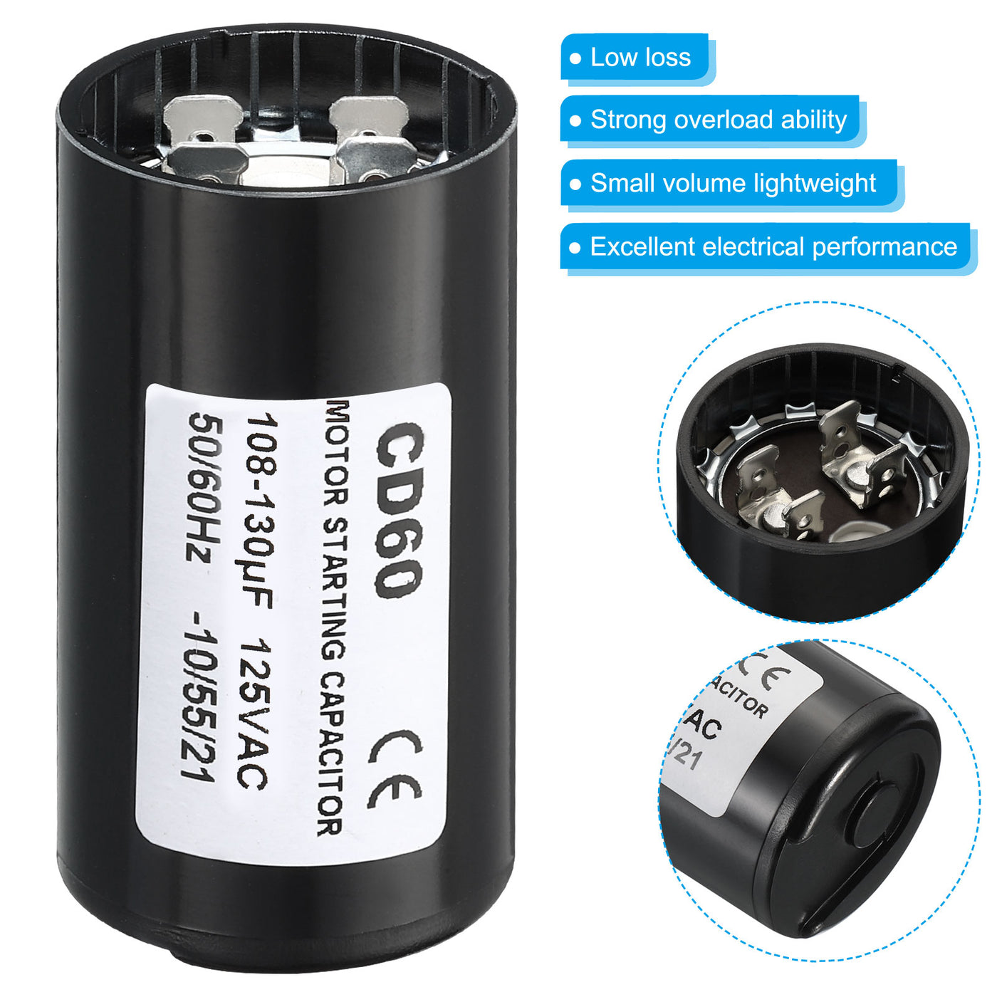 リランラン販売 Motor Start Capacitor 108-130uF/Mfd 125V 50/60Hz CD60 Run