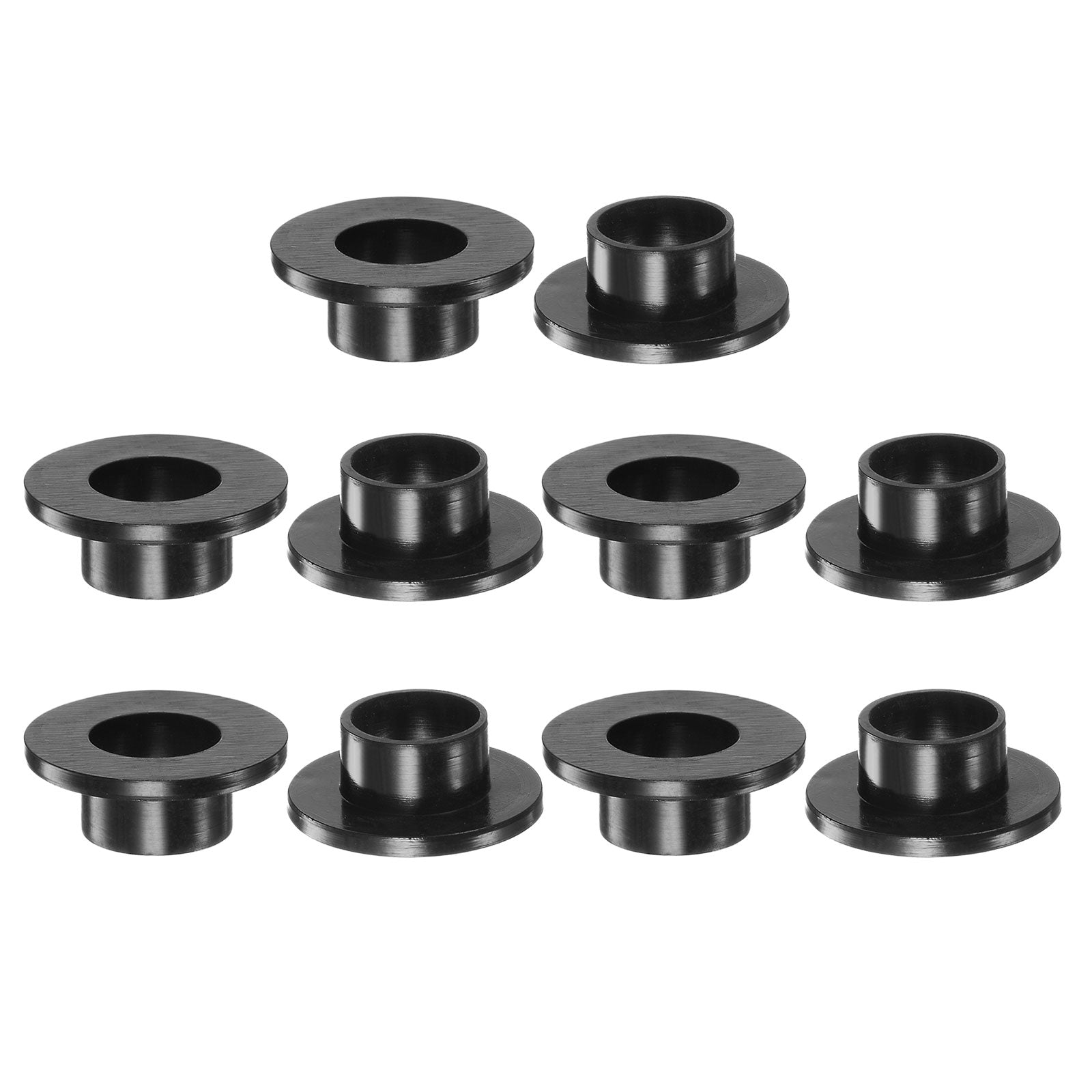10pcs Flanged Sleeve Bearings 12.3mmx14mmx9.2mm Nylon Bushings, Black