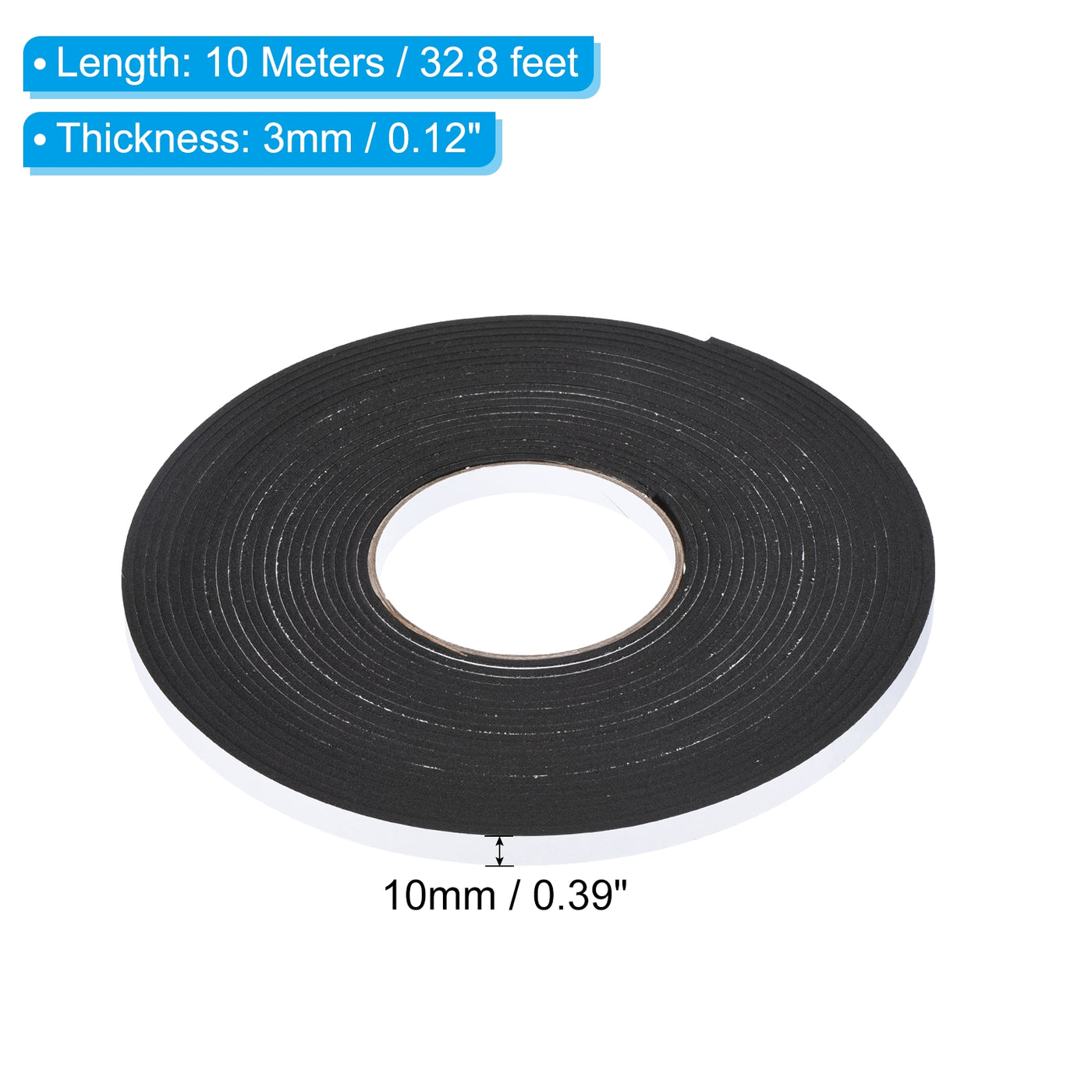 Harfington Foam Tape Weather Strip, 2 Rolls 10mmx3mmx10m Weather Stripping Door Seal EVA Foam Tape Insulation Strip