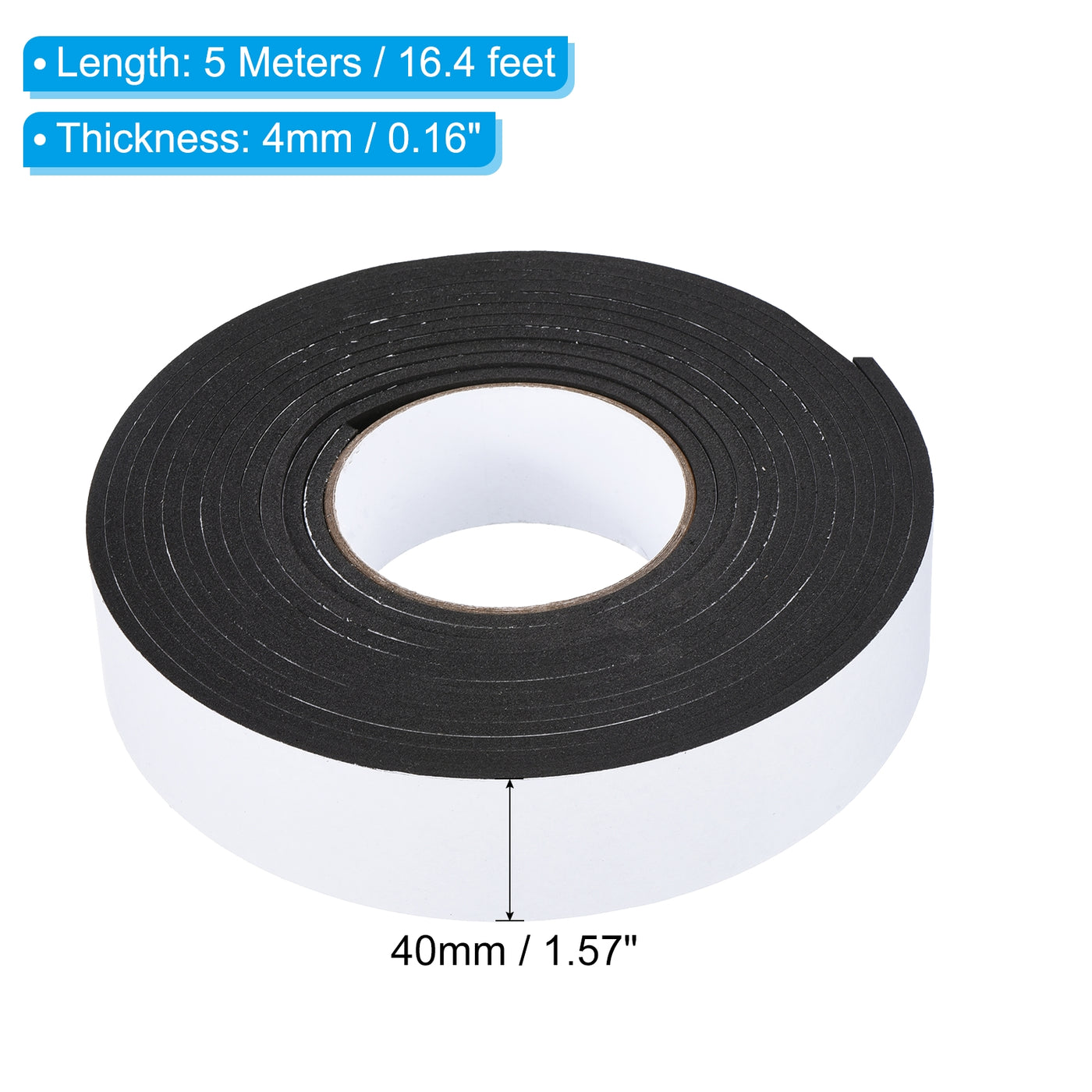 Harfington Foam Tape Weather Strip, 3 Rolls 40mmx4mmx5m Weather Stripping Door Seal EVA Foam Tape Insulation Strip