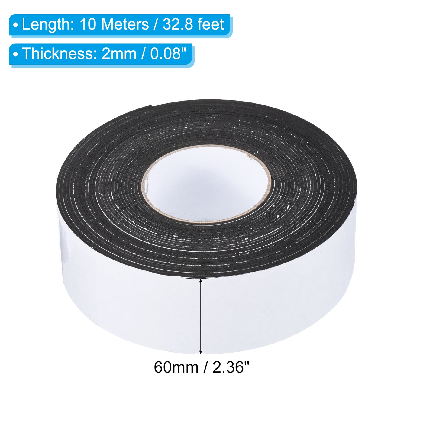Harfington Foam Tape Weather Strip, 2 Rolls 60mmx2mmx10m Weather Stripping Door Seal EVA Foam Tape Insulation Strip