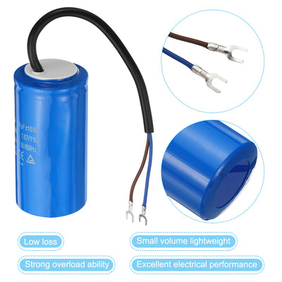 Harfington CD60 Run Capacitor, 500uF 250VAC 50/60Hz Motor Starting Capacitor with 2 Wires for Air Compressor Motor Starts Running