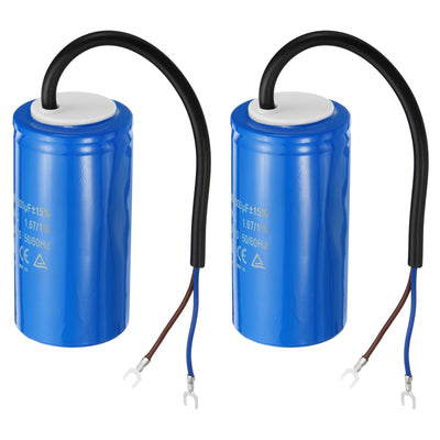 Harfington CD60 Run Capacitor, 2 Pack 300uF 250VAC 50/60Hz Motor Starting Capacitor with 2 Wires for Air Compressor Motor Starts Running