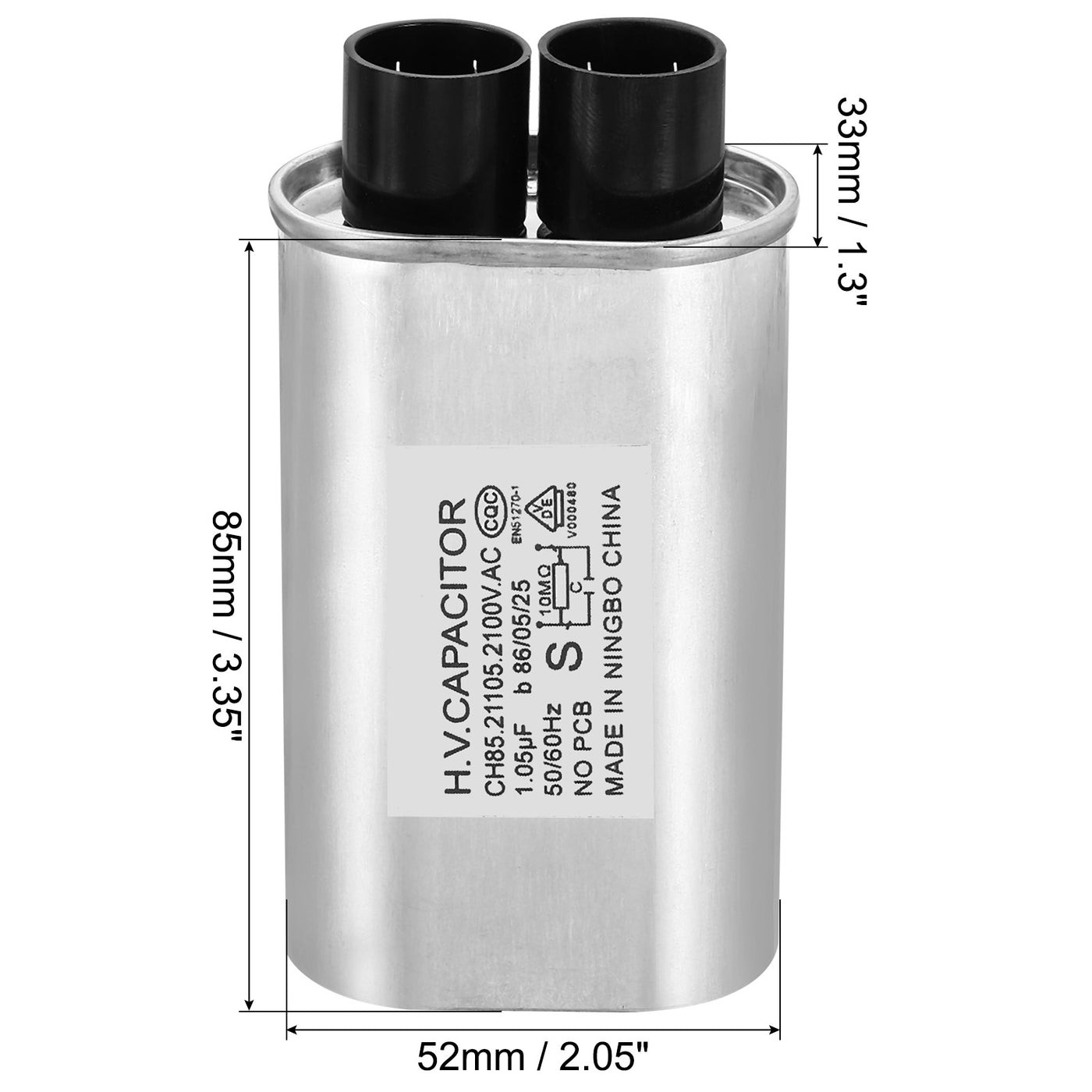 Harfington Microwave Capacitor, 1.05uF AC 2100V High Voltage 7mm Pin Distance