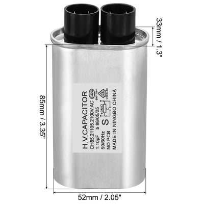 Harfington Microwave Capacitor, 1.1uF AC 2100V High Voltage 7mm Pin Distance