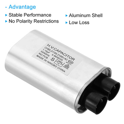 Harfington Microwave Capacitor, 1.1uF AC 2100V High Voltage 7mm Pin Distance