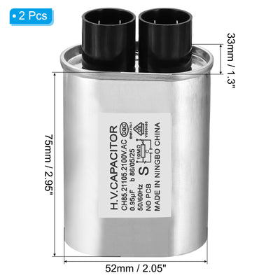 Harfington Microwave Capacitor, 2 Pack 0.95uF AC 2100V High Voltage 7mm Pin Distance