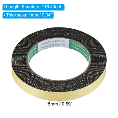 Harfington Foam Tape Weather Strip, 2 Rolls 15mmx1mmx5m Weather Stripping Door Seal EVA Foam Tape Insulation Strip