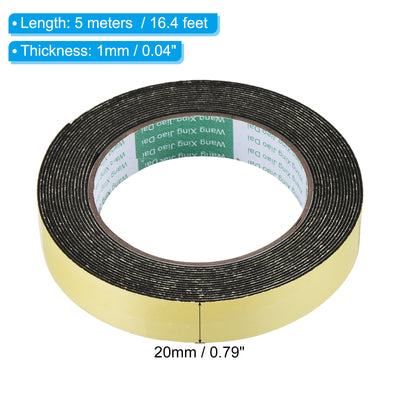 Harfington Foam Tape Weather Strip, 2 Rolls 20mmx1mmx5m Weather Stripping Door Seal EVA Foam Tape Insulation Strip