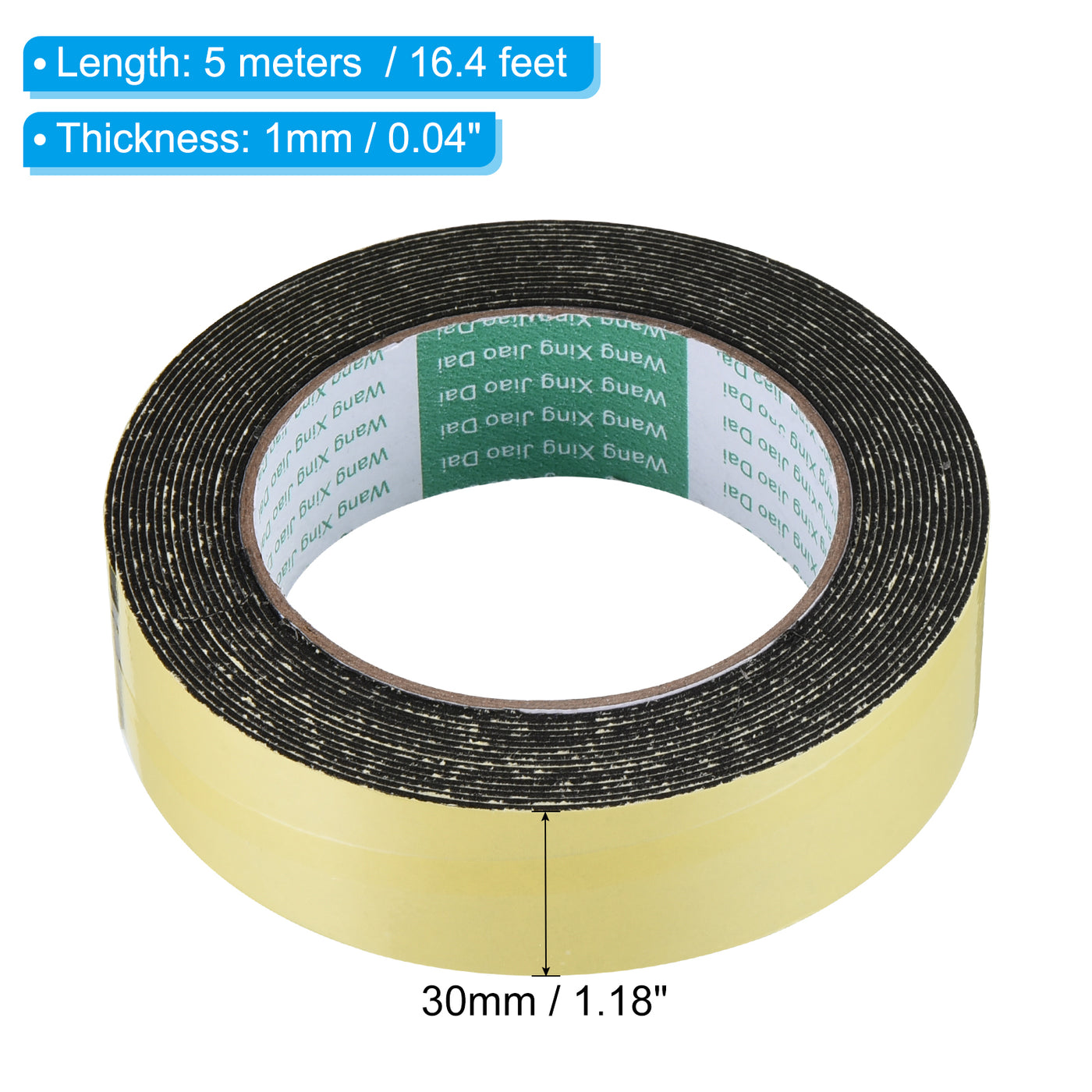 Harfington Foam Tape Weather Strip, 2 Rolls 30mmx1mmx5m Weather Stripping Door Seal EVA Foam Tape Insulation Strip