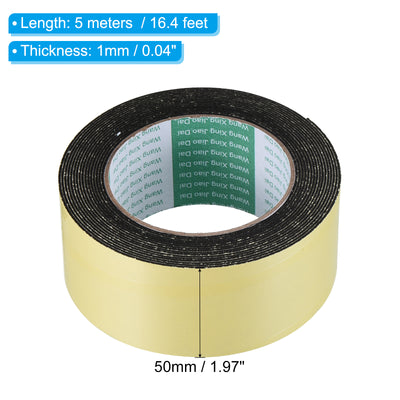 Harfington Foam Tape Weather Strip, 2 Rolls 50mmx1mmx5m Weather Stripping Door Seal EVA Foam Tape Insulation Strip