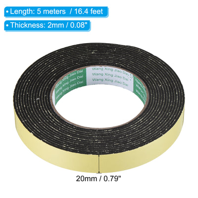 Harfington Foam Tape Weather Strip, 2 Rolls 20mmx2mmx5m Weather Stripping Door Seal EVA Foam Tape Insulation Strip