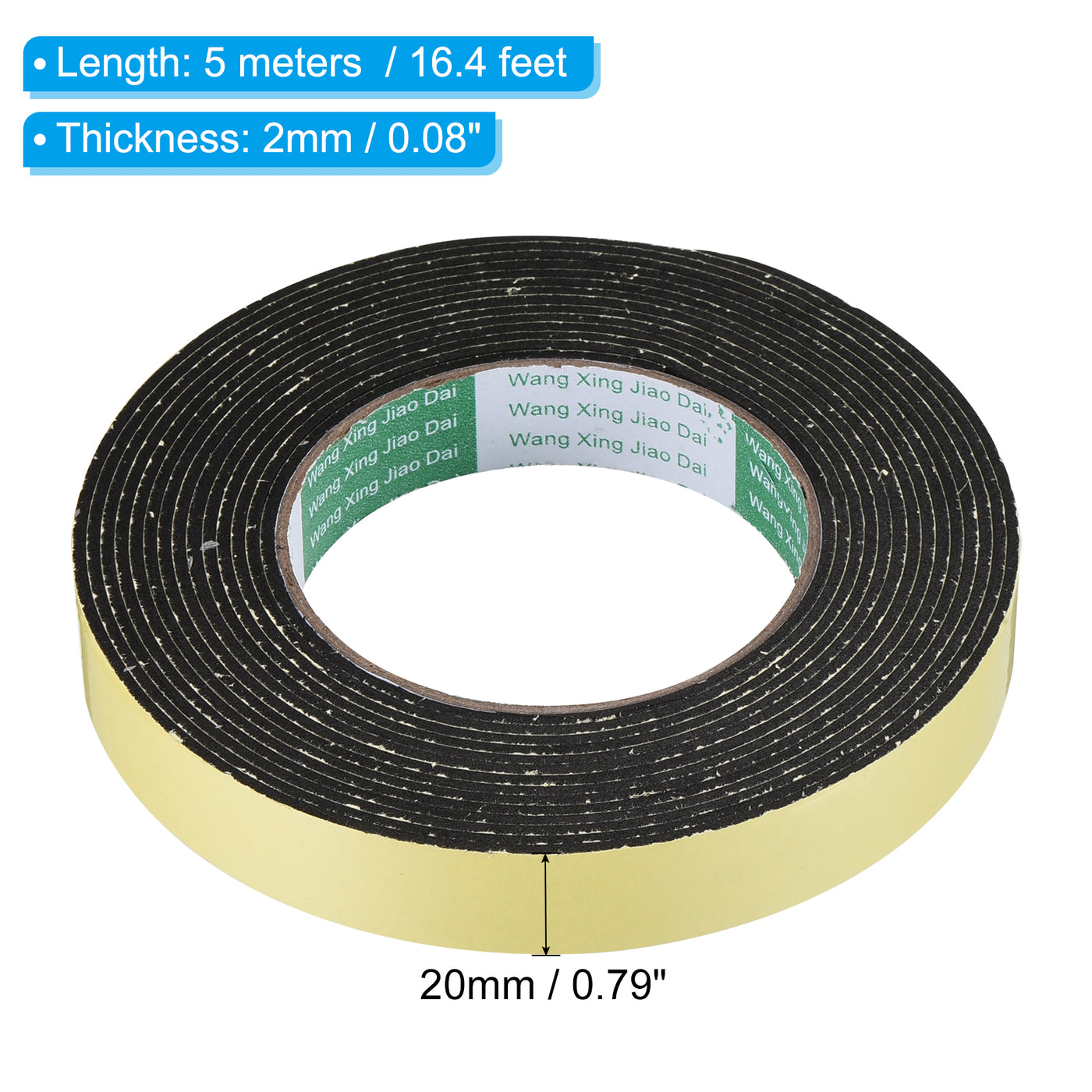 Harfington Foam Tape Weather Strip, 3 Rolls 20mmx2mmx5m Weather Stripping Door Seal EVA Foam Tape Insulation Strip