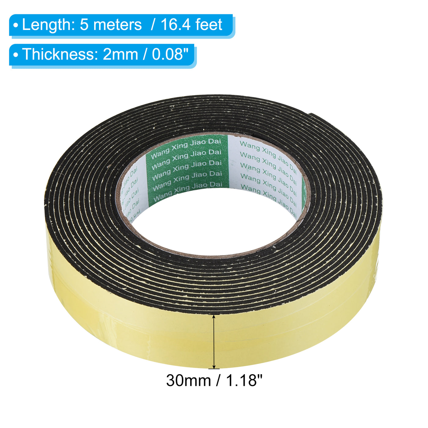 Harfington Foam Tape Weather Strip, 2 Rolls 30mmx2mmx5m Weather Stripping Door Seal EVA Foam Tape Insulation Strip
