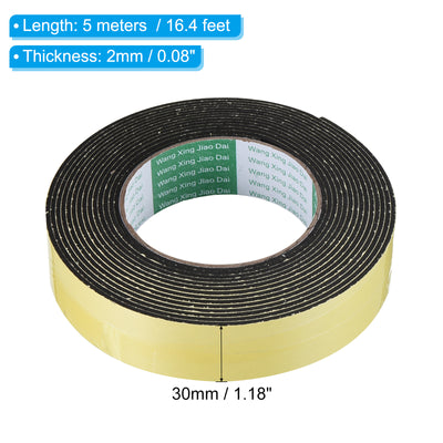 Harfington Foam Tape Weather Strip, 3 Rolls 30mmx2mmx5m Weather Stripping Door Seal EVA Foam Tape Insulation Strip