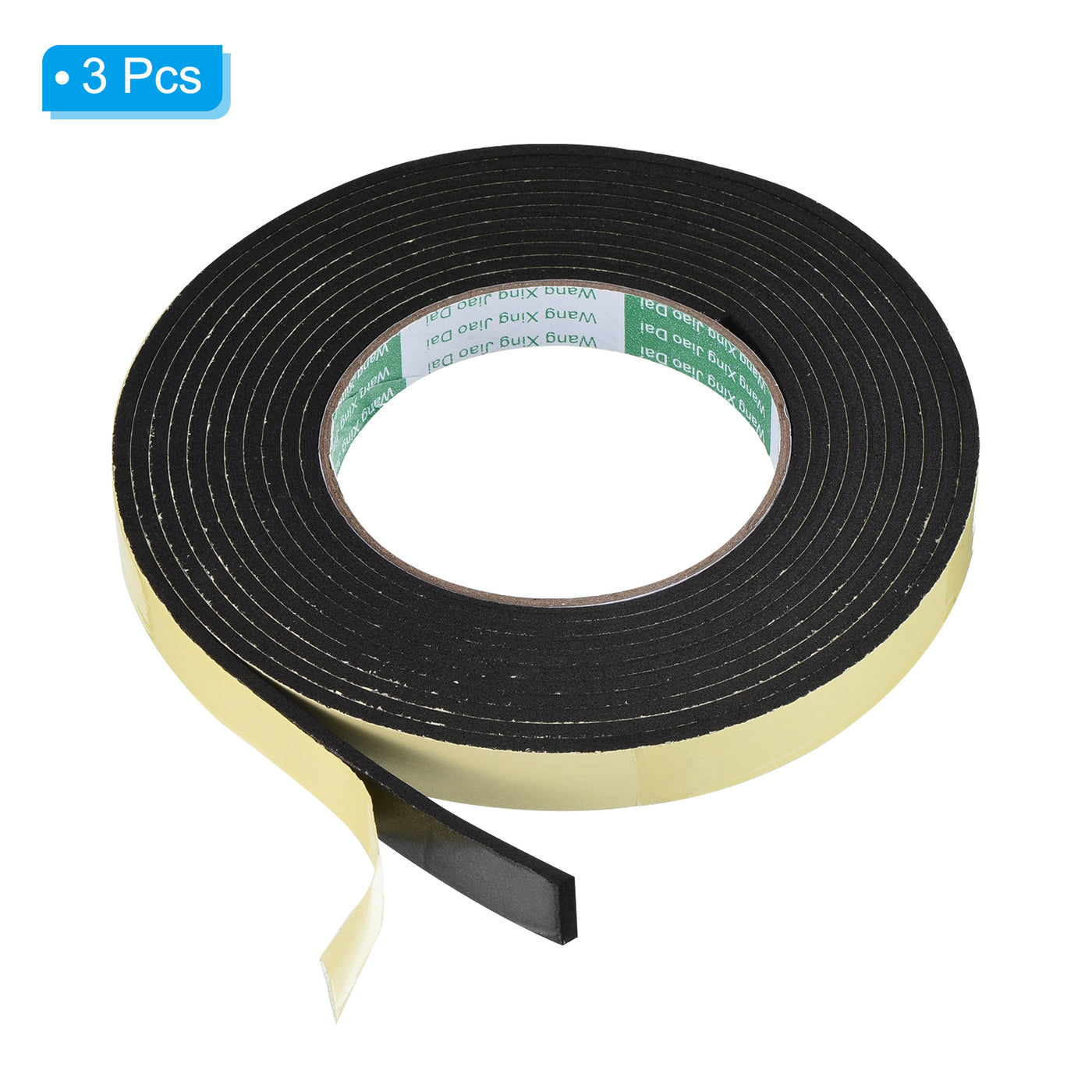 Harfington Foam Tape Weather Strip, 3 Rolls 15mmx3mmx4m Weather Stripping Door Seal EVA Foam Tape Insulation Strip