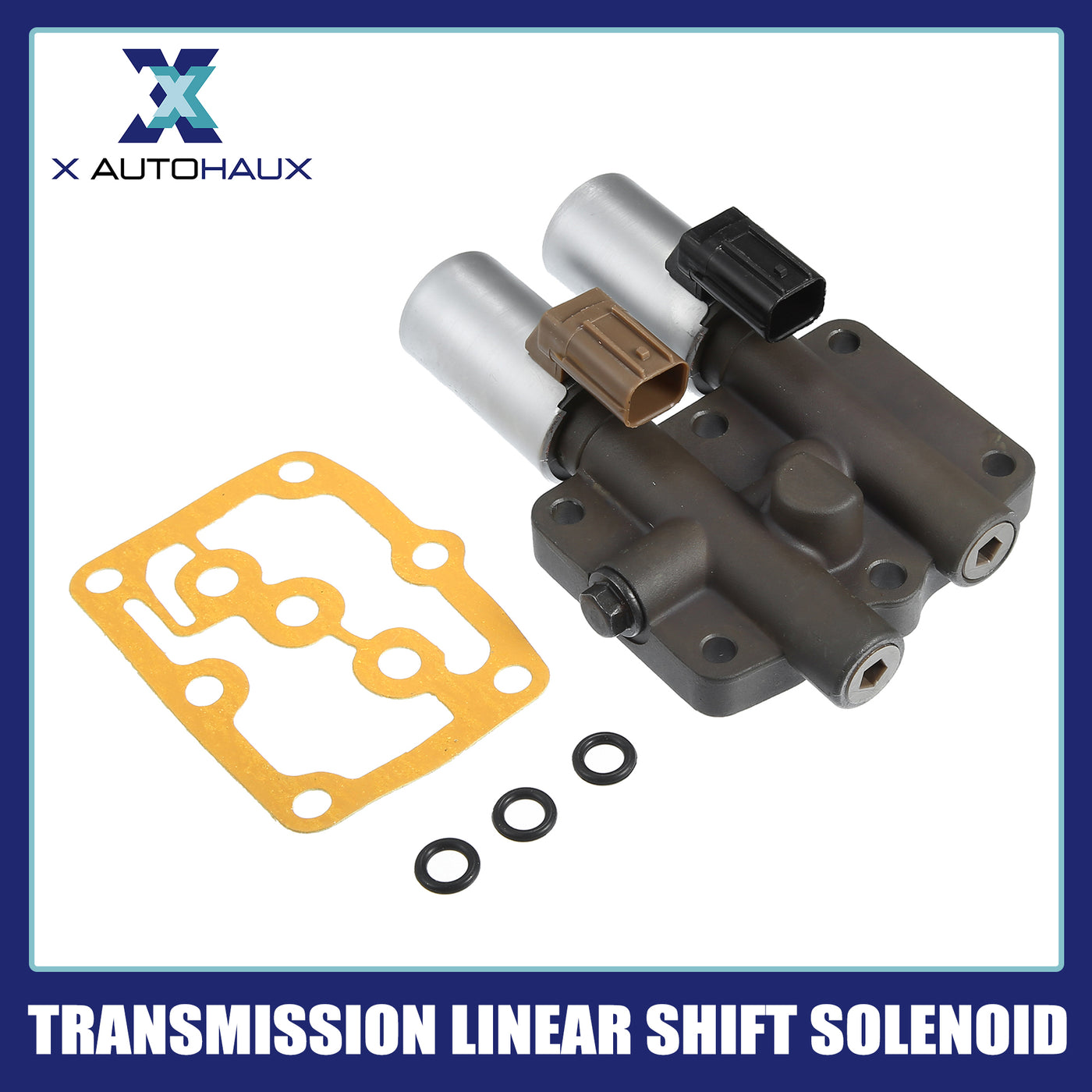 Motoforti Transmission Dual Linear Shift Solenoid, Automatic Transmission Shift Solenoid, for Honda Accord 1998-2007, Iron Plastic, with Gasket, 28250P6H024, Dark Gray Silver Tone, 1 Set