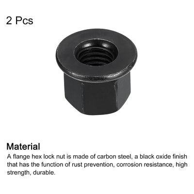 Harfington Uxcell M12 Flange Hex Lock Nuts, 2pcs Grade 8.8 Carbon Steel Hex Flange Nuts