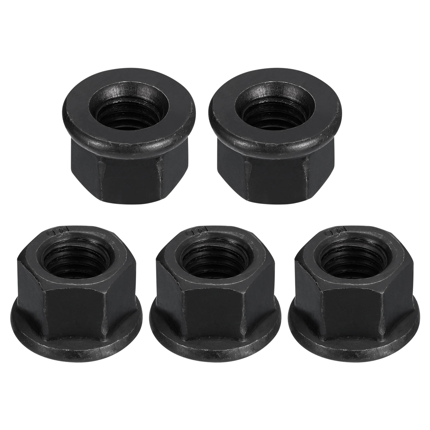 uxcell Uxcell M14 Flange Hex Lock Nuts, 5pcs Grade 8.8 Carbon Steel Hex Flange Nuts