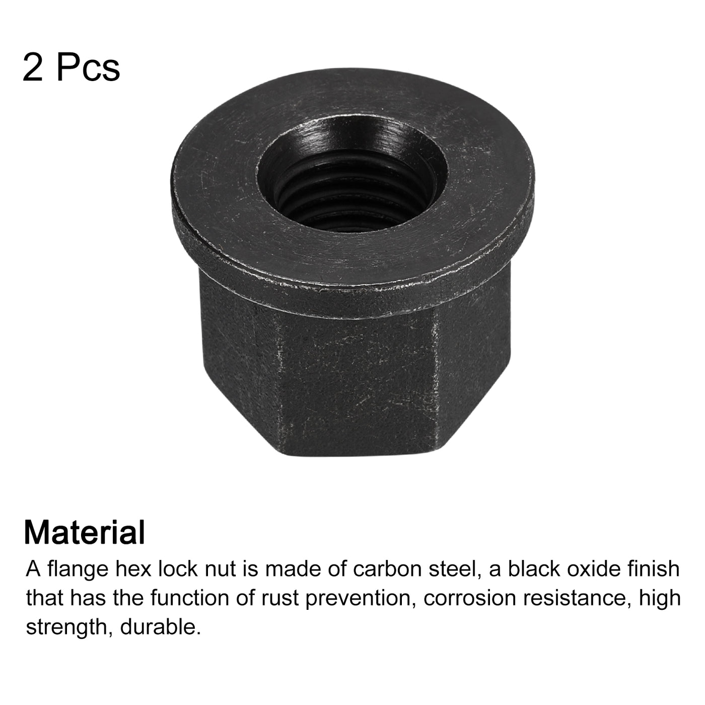 uxcell Uxcell M16 Flange Hex Lock Nuts, 2pcs Grade 8.8 Carbon Steel Hex Flange Nuts