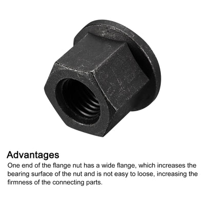 Harfington Uxcell M16 Flange Hex Lock Nuts, 2pcs Grade 8.8 Carbon Steel Hex Flange Nuts