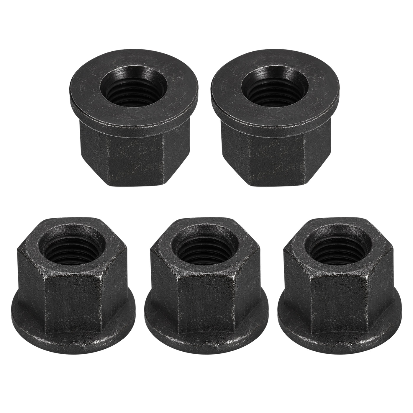 uxcell Uxcell M16 Flange Hex Lock Nuts, 5pcs Grade 8.8 Carbon Steel Hex Flange Nuts