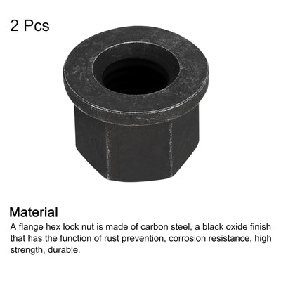 Harfington Uxcell M18 Flange Hex Lock Nuts, 2pcs Grade 8.8 Carbon Steel Hex Flange Nuts