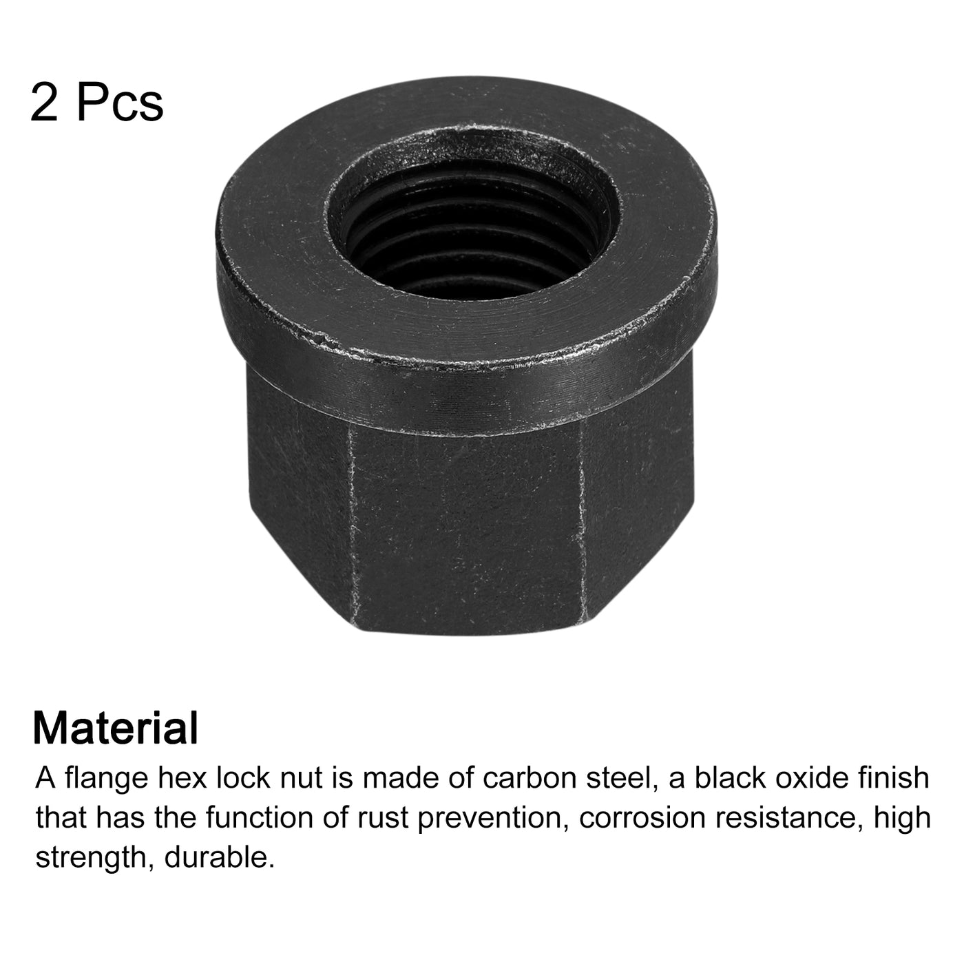 uxcell Uxcell M22 Flange Hex Lock Nuts, 2pcs Grade 8.8 Carbon Steel Hex Flange Nuts