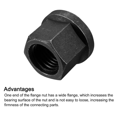Harfington Uxcell M22 Flange Hex Lock Nuts, 2pcs Grade 8.8 Carbon Steel Hex Flange Nuts
