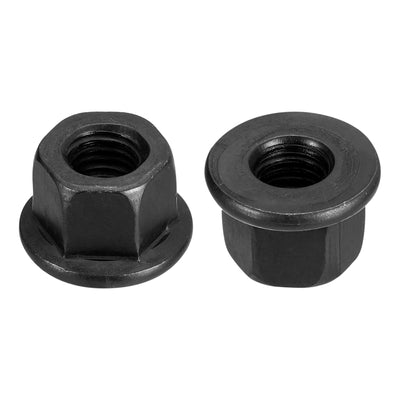 Harfington Uxcell M10 Flange Hex Lock Nuts, 2pcs Grade 10.9 Carbon Steel Hex Flange Nuts