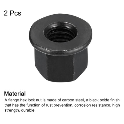 Harfington Uxcell M12 Flange Hex Lock Nuts, 2pcs Grade 10.9 Carbon Steel Hex Flange Nuts