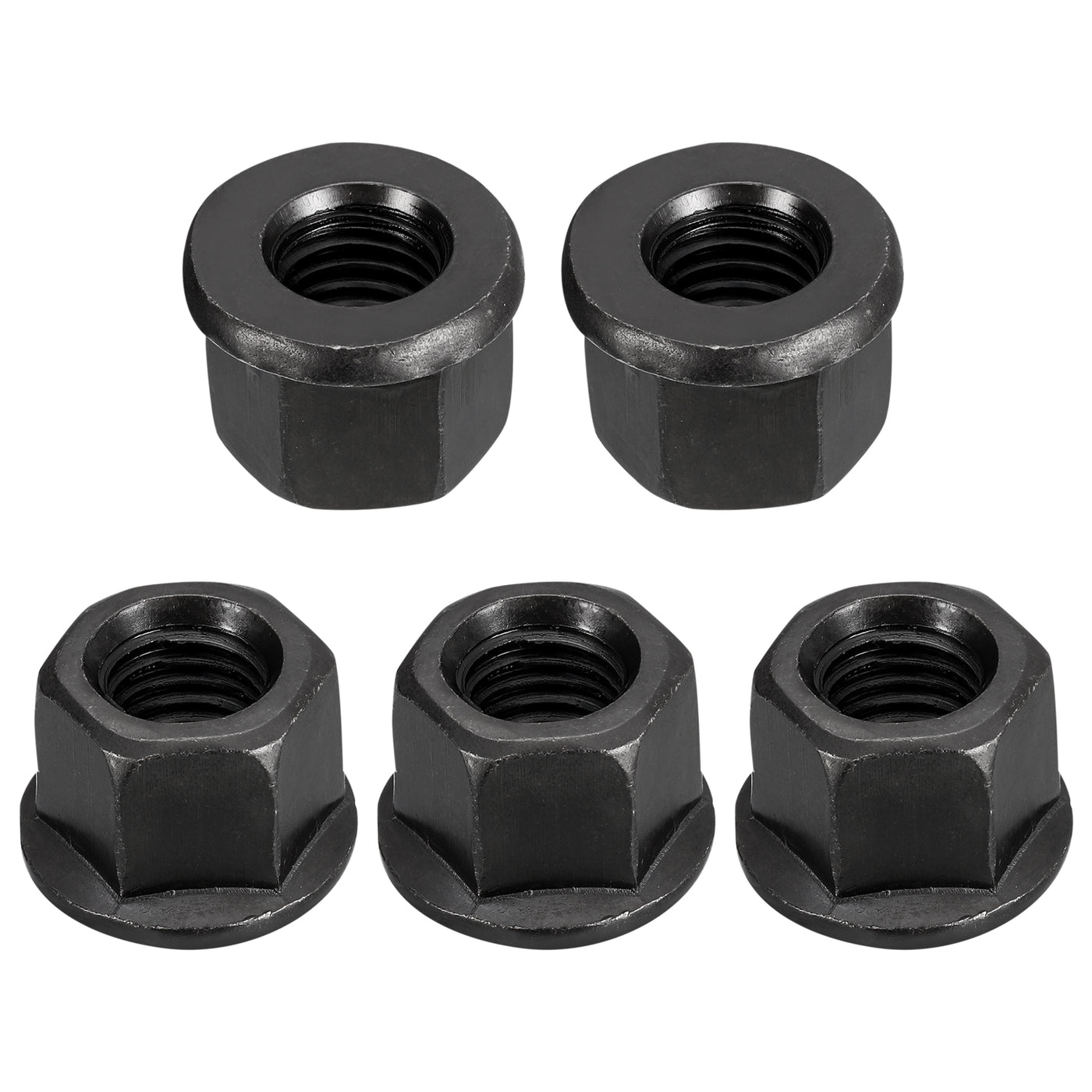 uxcell Uxcell M14 Flange Hex Lock Nuts, 5pcs Grade 10.9 Carbon Steel Hex Flange Nuts