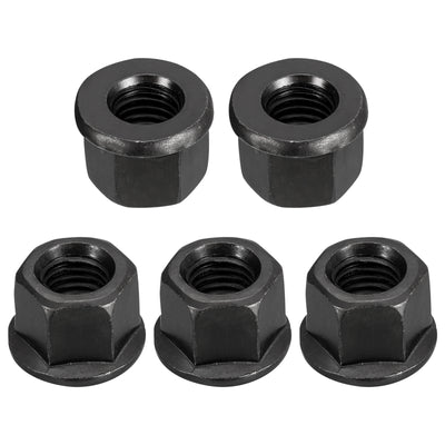 Harfington Uxcell M14 Flange Hex Lock Nuts, 5pcs Grade 10.9 Carbon Steel Hex Flange Nuts